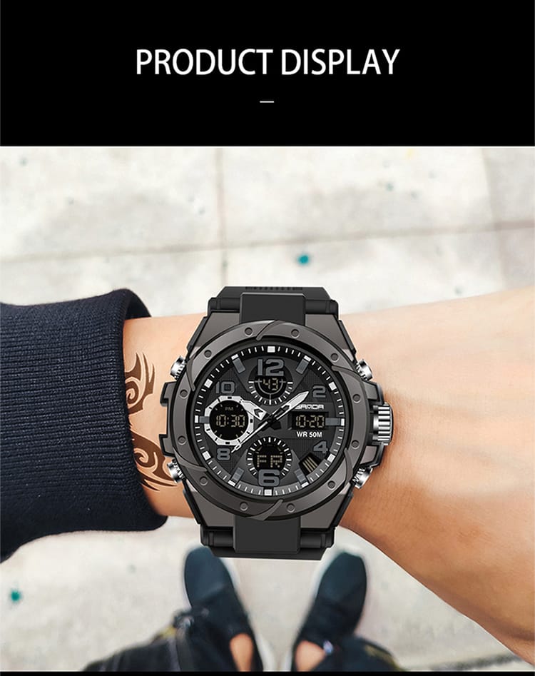 Reloj Original Sanda 6008 Sumergible Neg