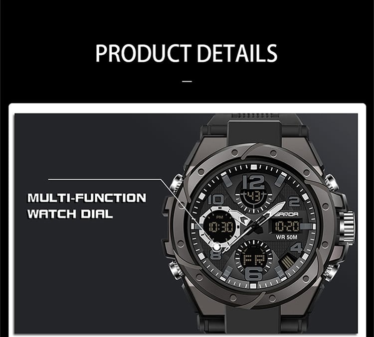 Reloj Original Sanda 6008 Sumergible Neg