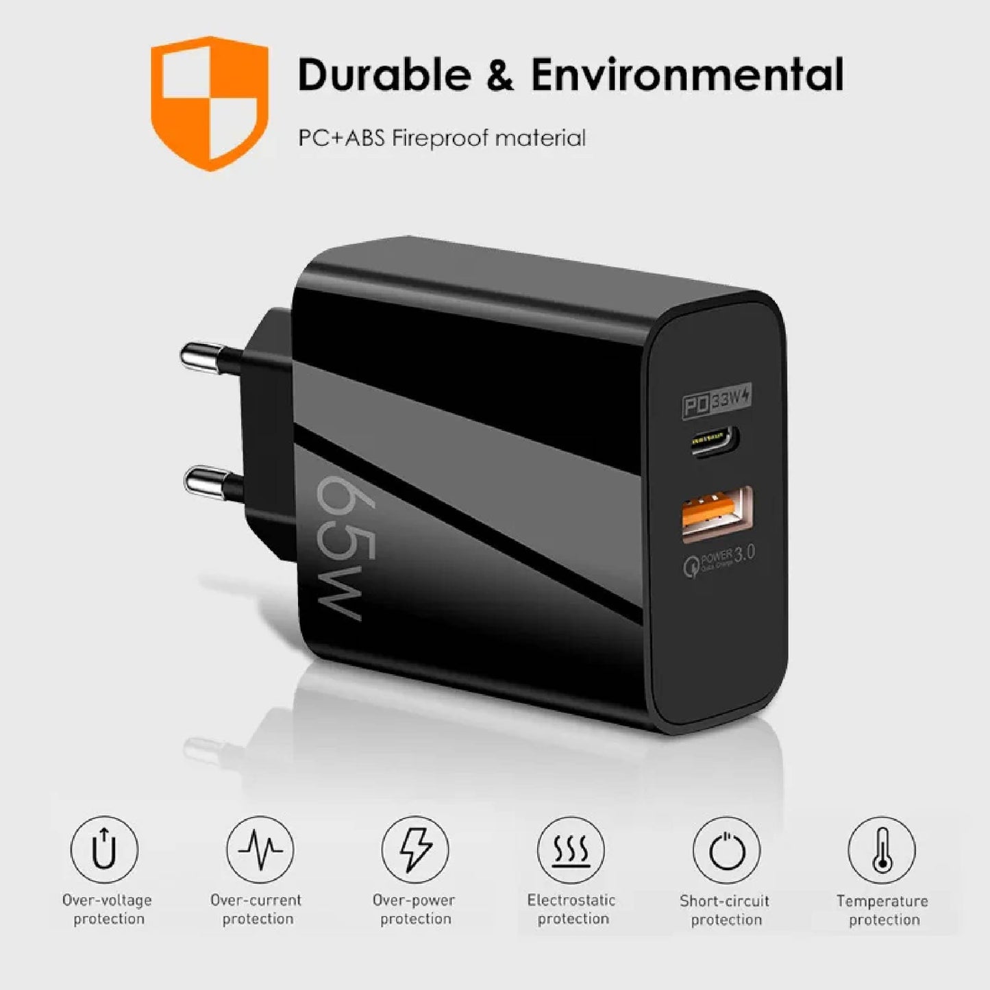Cargador Celular 65w Carga Rapida Pared