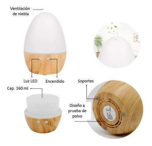Humificador Difusor Aromas 160ml Led