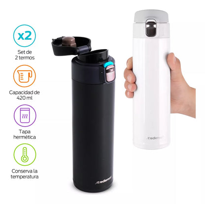 Termos 2 Para Cafe Acero Inox