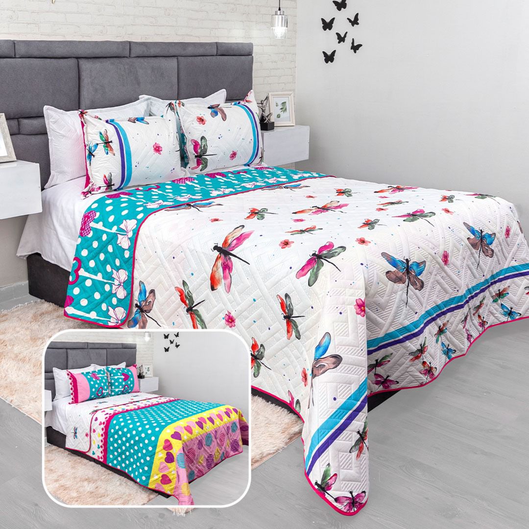 Combo Colcha Protector Sabanas