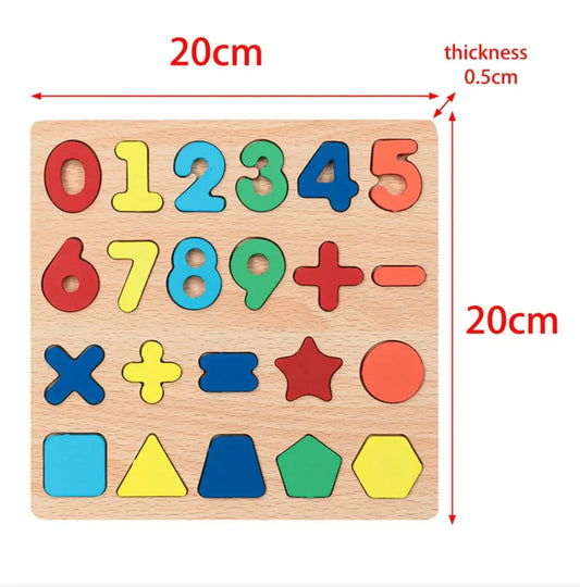 Juego Madera Numeros Figuras Objeto Enca