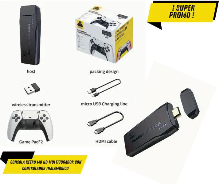 Consola Retro M8 Hd Multijugador Con Con