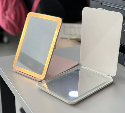 Espejo Portatil Plegable Con Luz