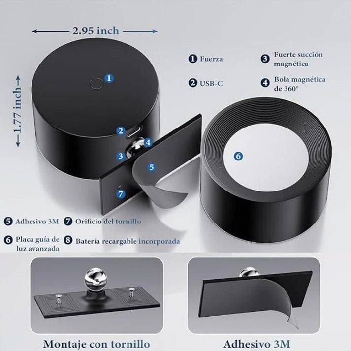 Lampara De Pared Touch Recargable