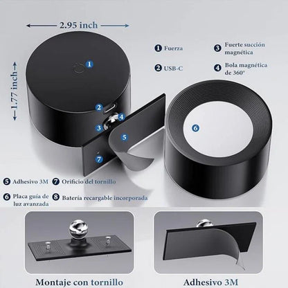 Lampara De Pared Touch Recargable